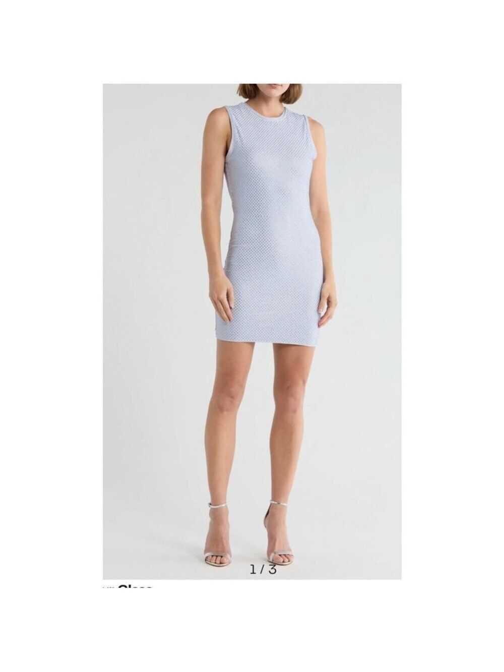 Women's GOOD AMERICAN Mini Dress M Light Blue Silver Crystal Embellished